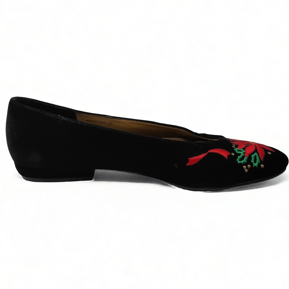 Nina for Talbots Velvet Ballet Flats Size 9 N Embroidered Coquette Preppy - Picture 4 of 11